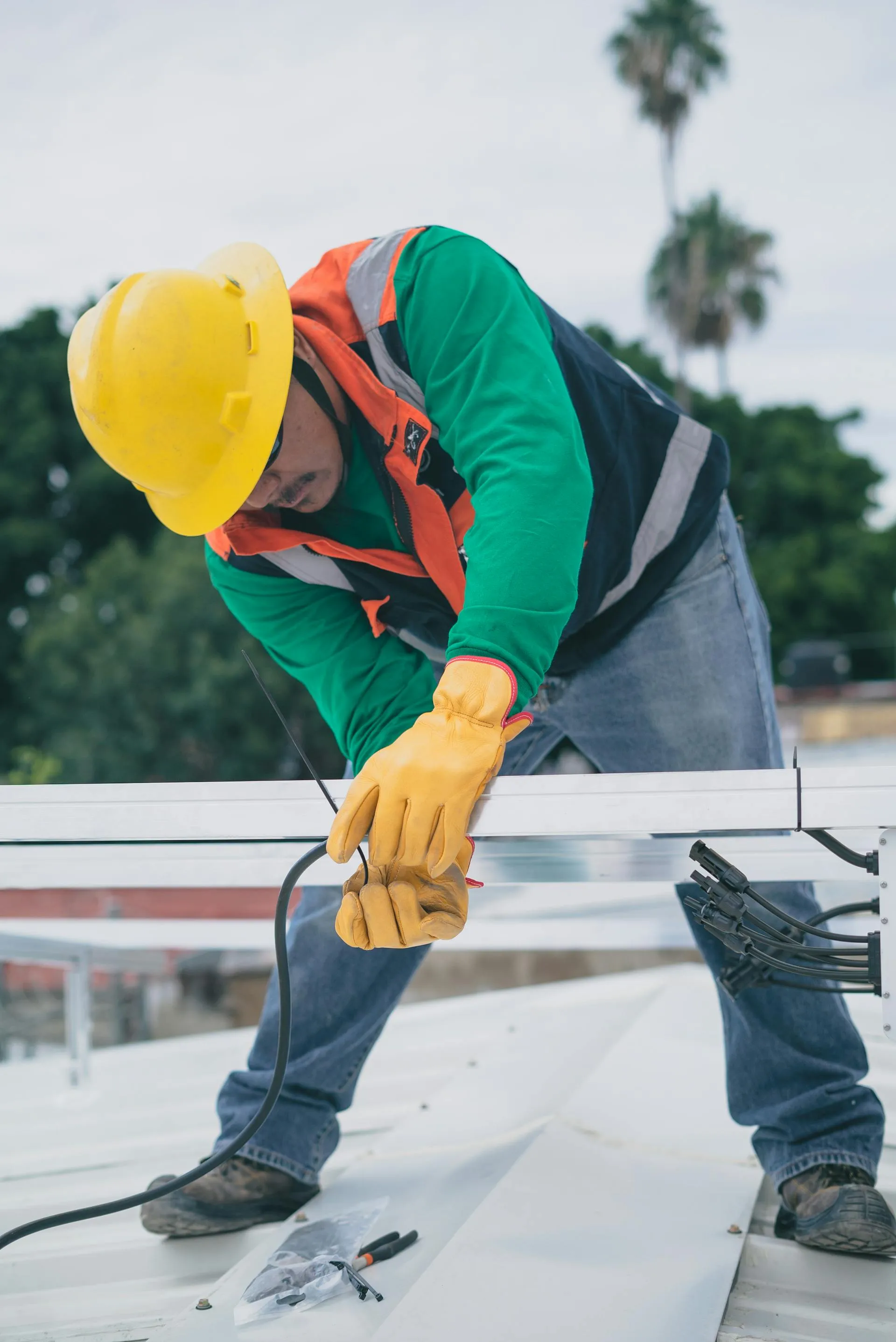 Electrician with solar panel